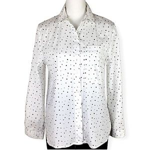 Zara White polkadot button up shirt size extra small